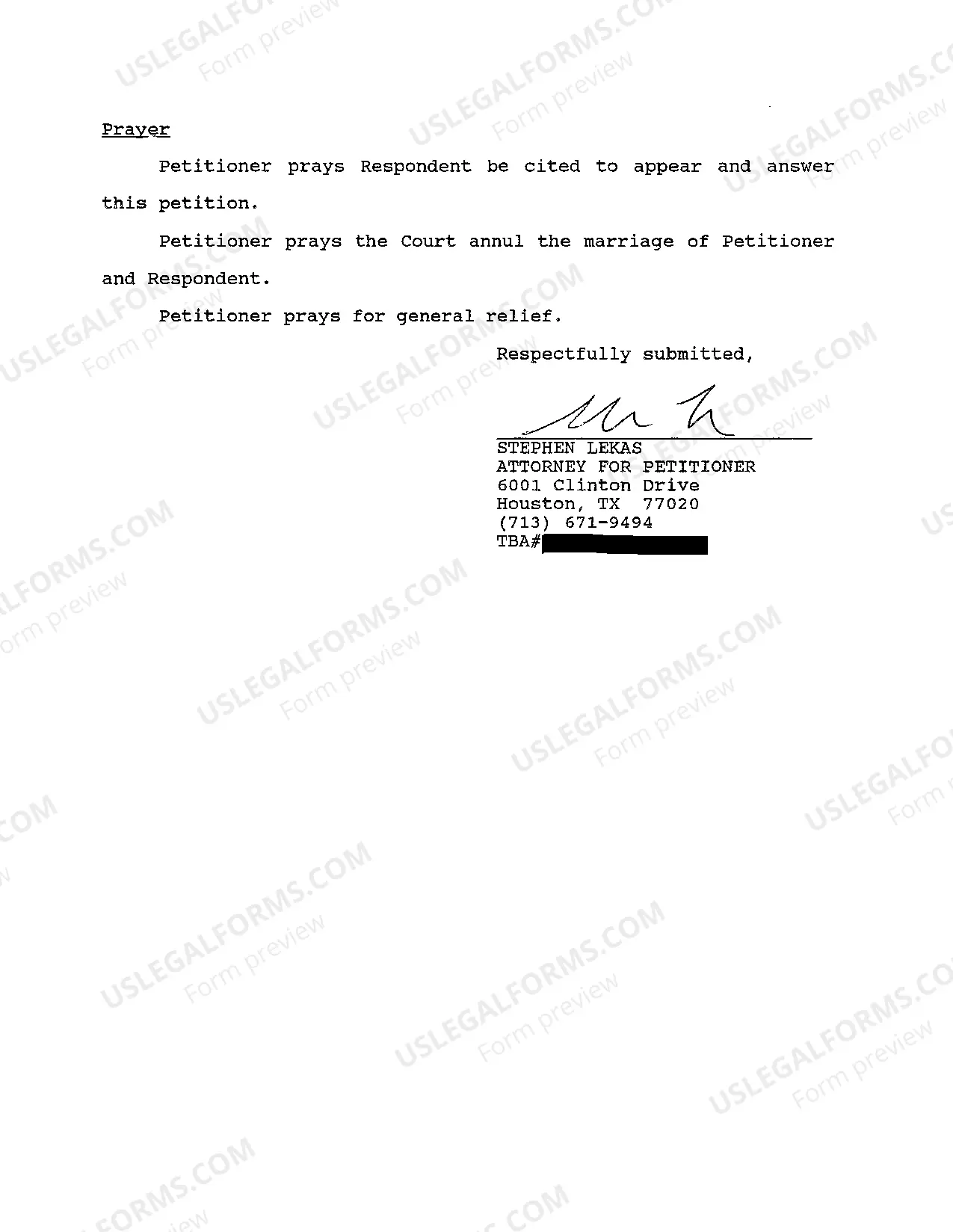 Preview A01 Petition to Annul Marriage