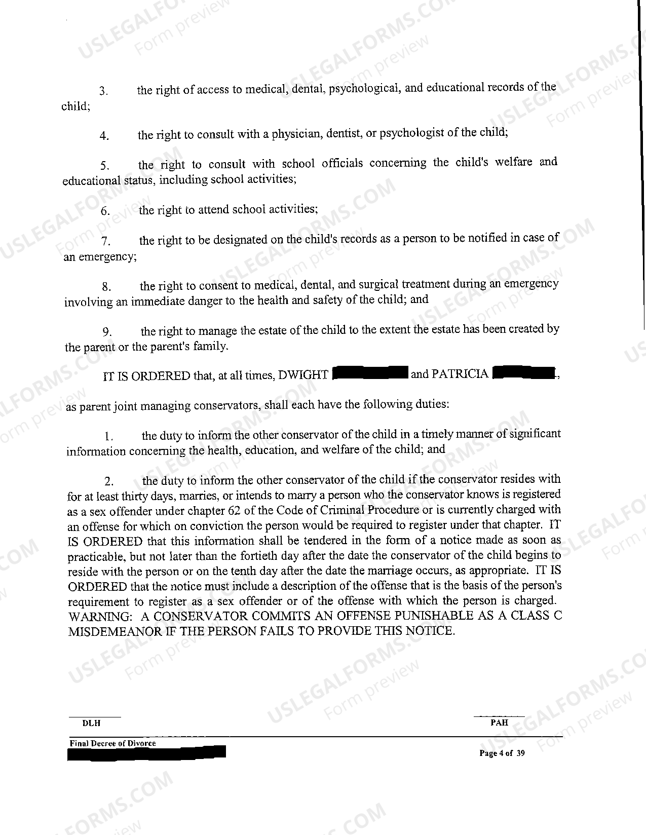 Austin Texas Final Decree for Divorce Final Divorce Decree Texas US