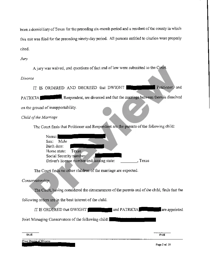 Preview A01 Final Decree for Divorce