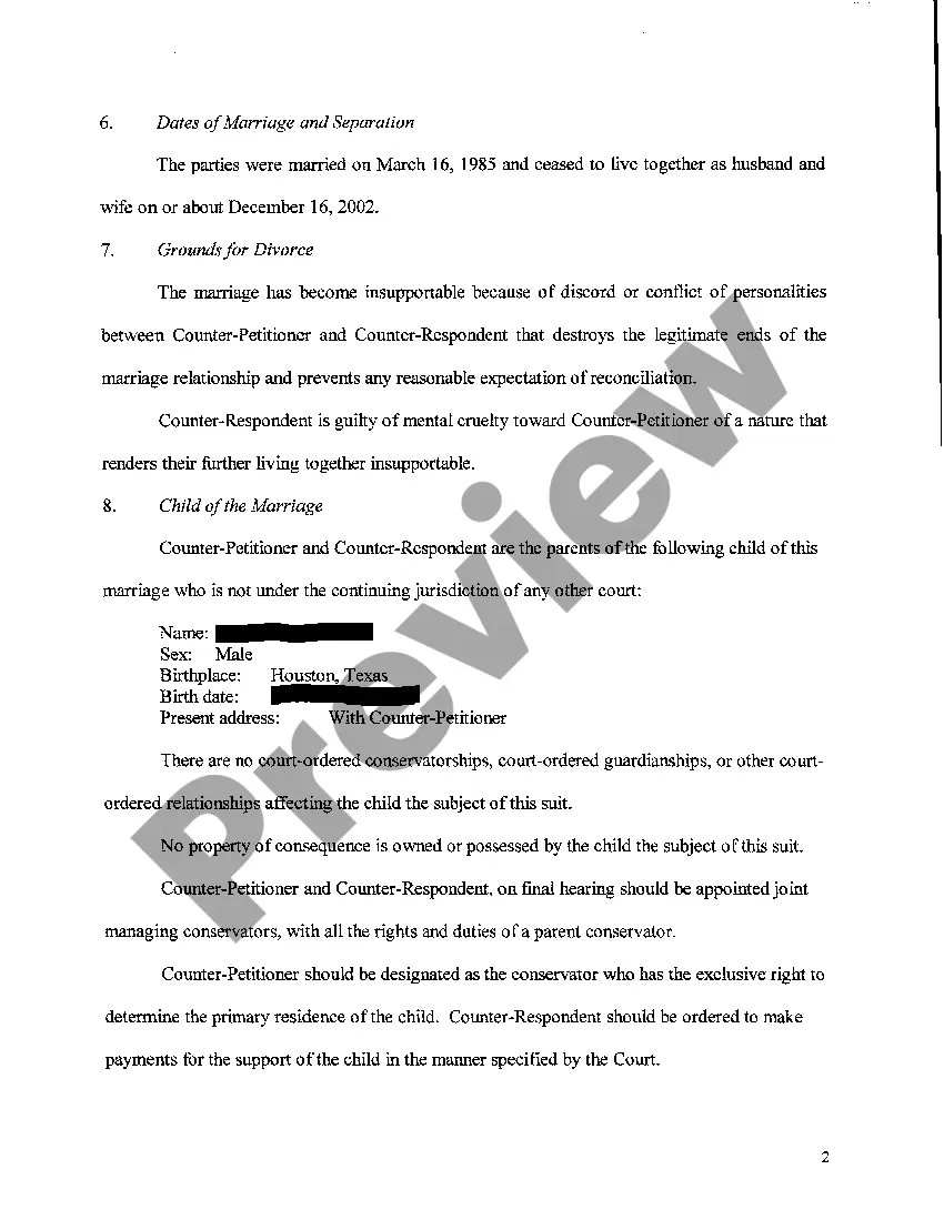 Preview A02 Original Counter Petition for Divorce