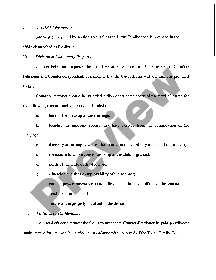 Preview A02 Original Counter Petition for Divorce