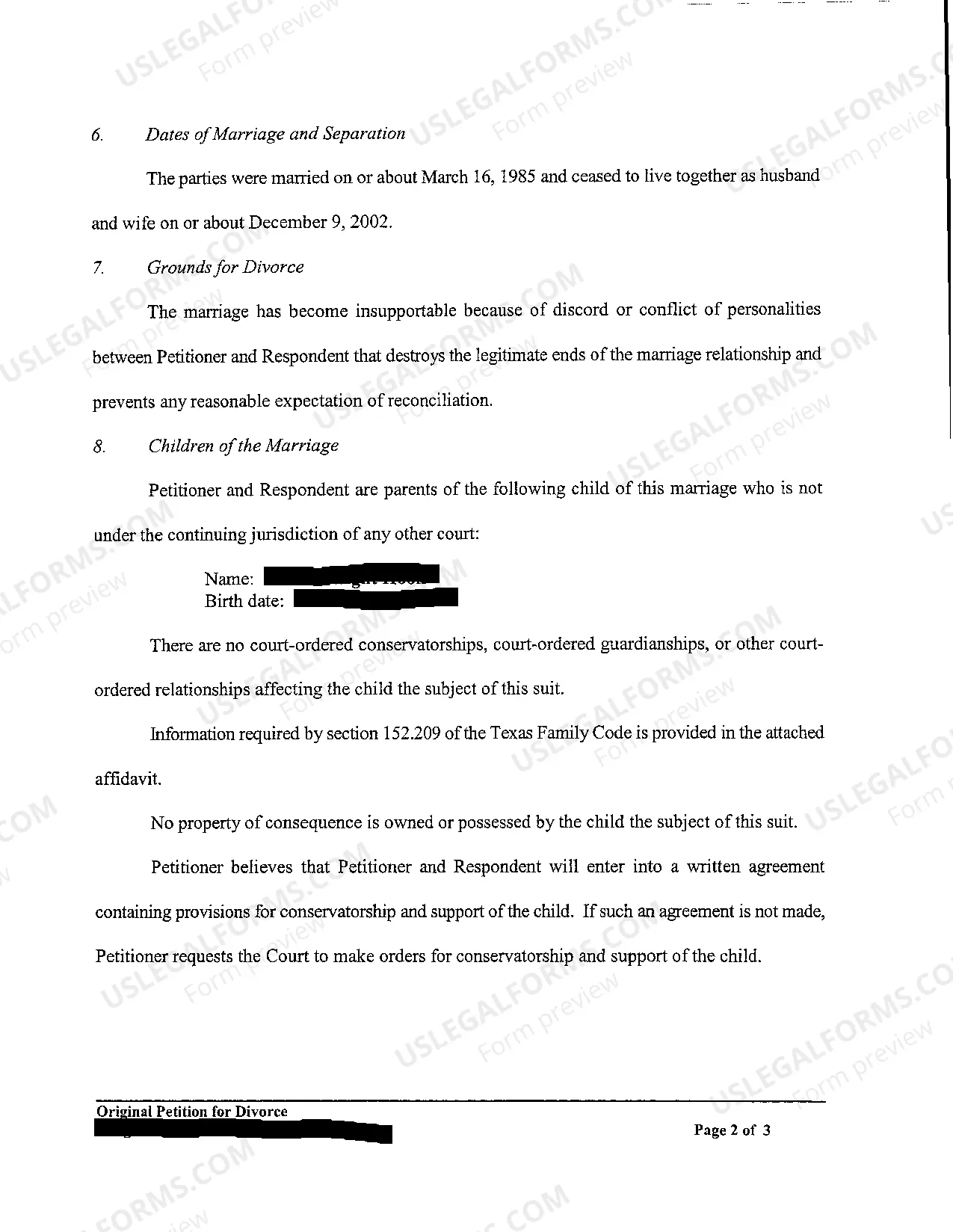 Preview A03 Original Petition For Divorce