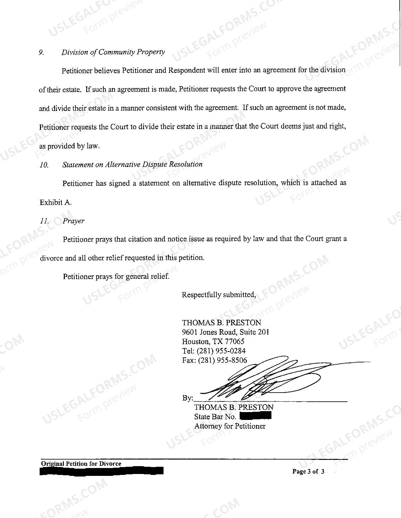 Preview A03 Original Petition For Divorce