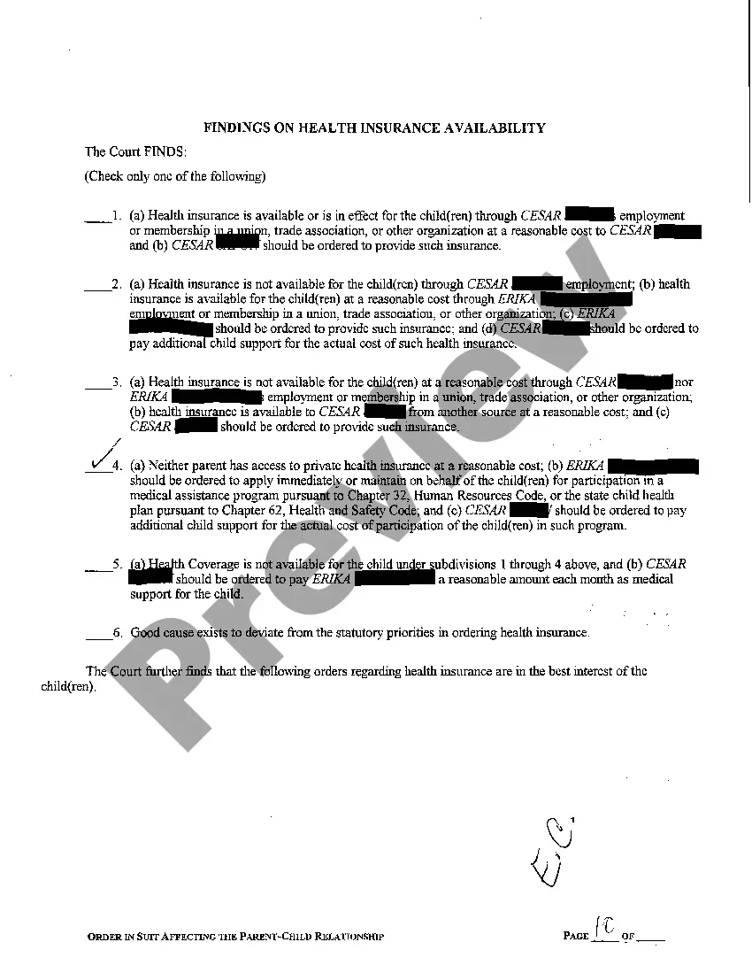 Get A02 Order in Suit Affecting the Parent / Child Relationship Preview A02 Order in Suit Affecting the Parent / Child Relationship