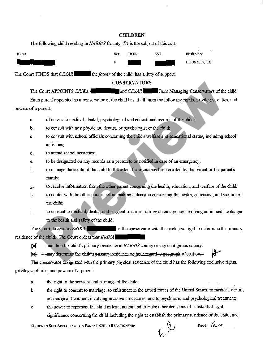 Get A02 Order in Suit Affecting the Parent / Child Relationship Preview A02 Order in Suit Affecting the Parent / Child Relationship