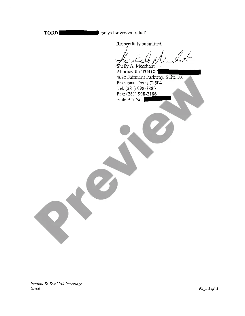 Preview Petition to Establish Parentage