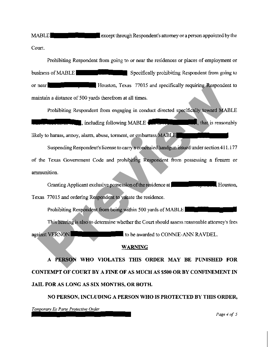 Texas Temporary Ex Parte Protective Order Texas Temporary Ex Parte texas-temporary-ex-parte-protective-order-texas-temporary-ex-parte