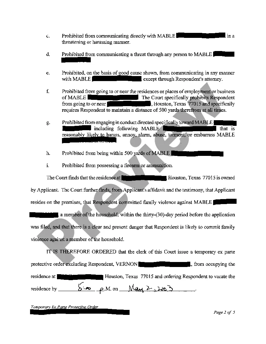 Preview A02 Temporary Ex Parte Protective Order