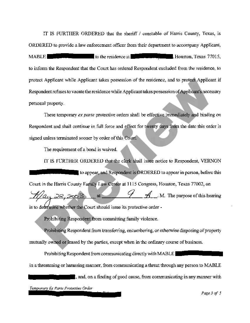 Preview A02 Temporary Ex Parte Protective Order