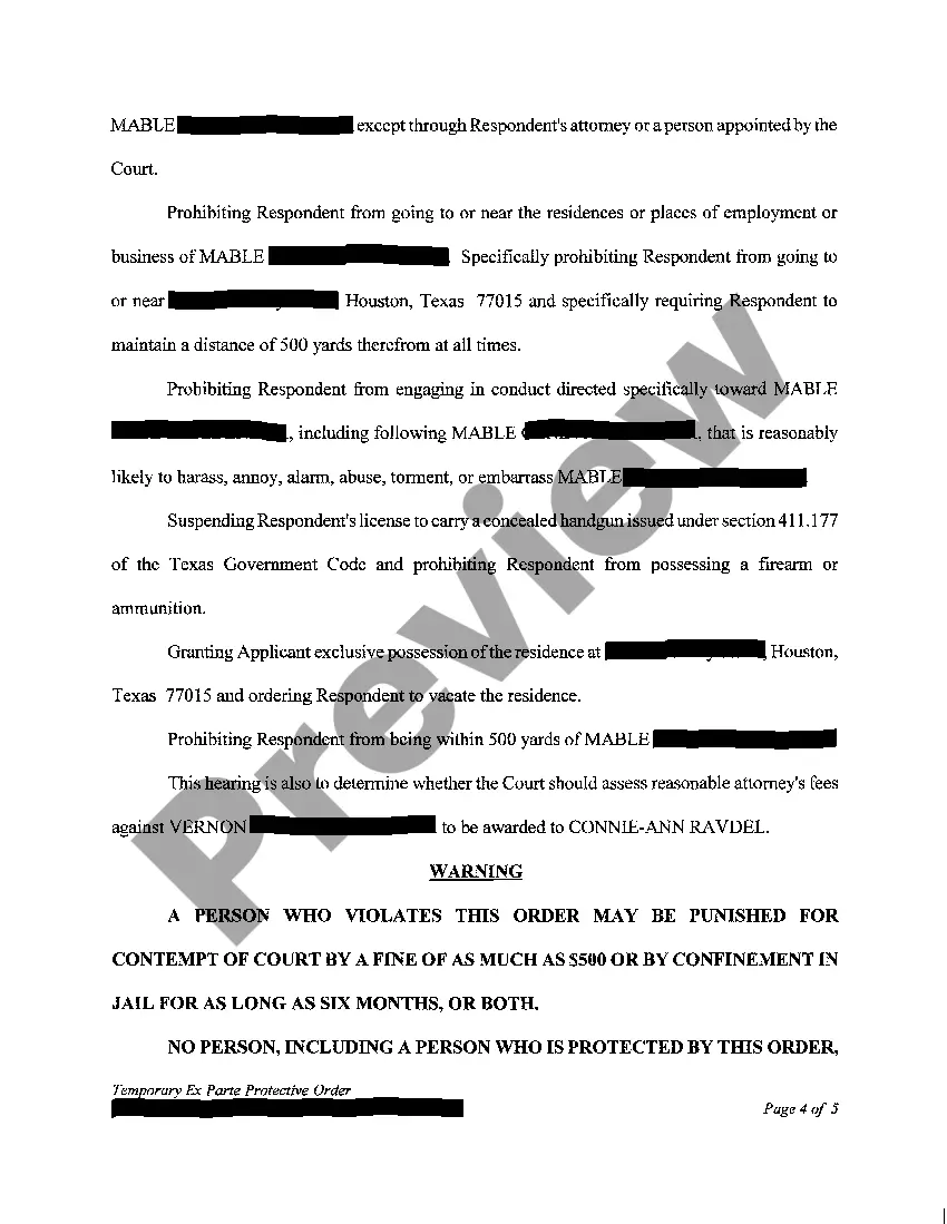 Preview A02 Temporary Ex Parte Protective Order