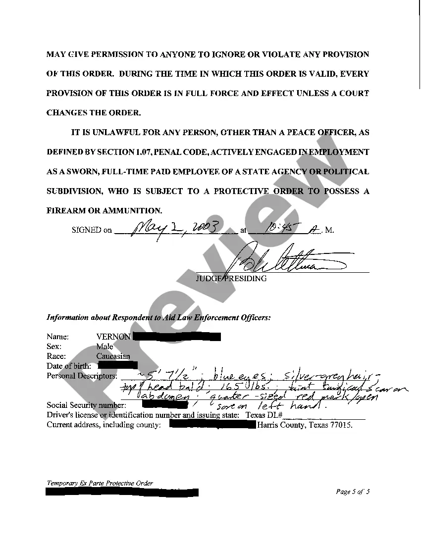 Preview A02 Temporary Ex Parte Protective Order