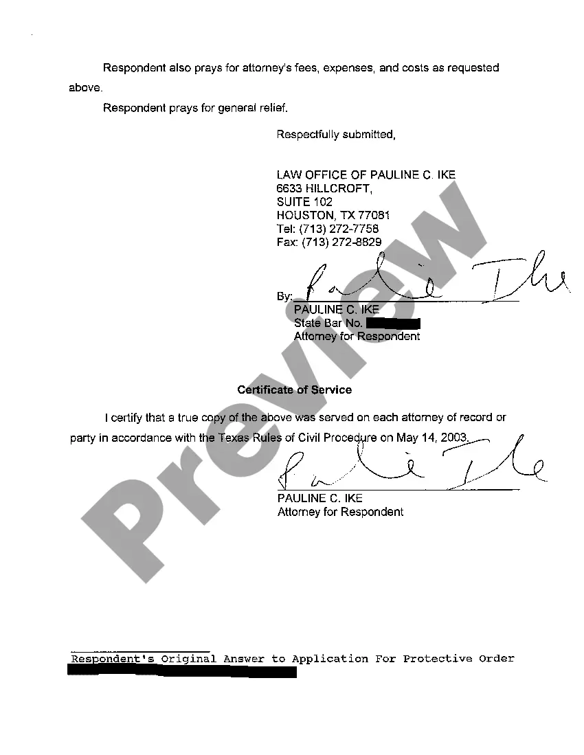 Preview A01 Respondents Original Answer to Application for Protective Order