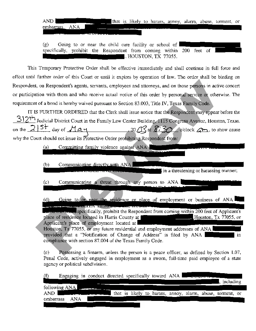 Get A04 Temporary Protective Order and Show Cause Order Preview A04 Temporary Protective Order and Show Cause Order