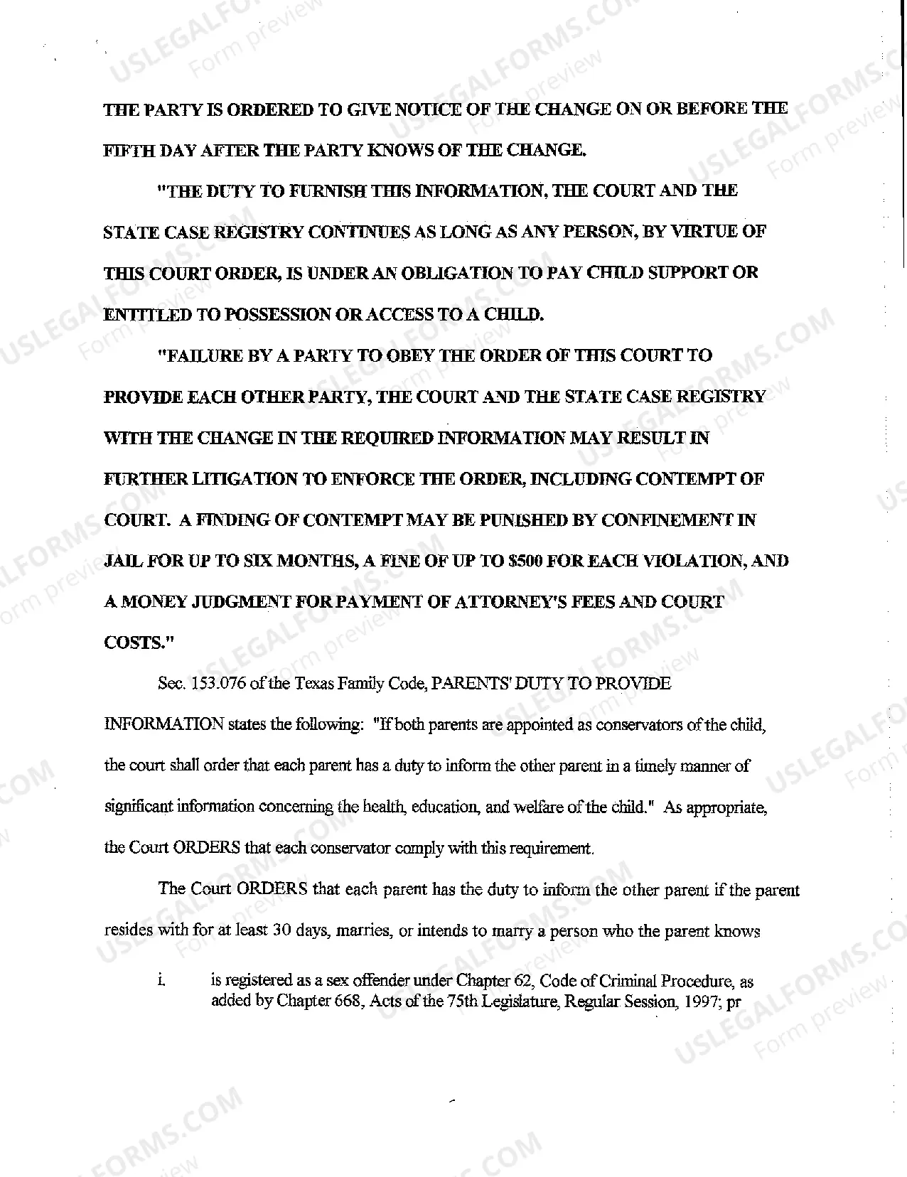 Preview Agreed Order to Appointment of Managing Conservator for Child