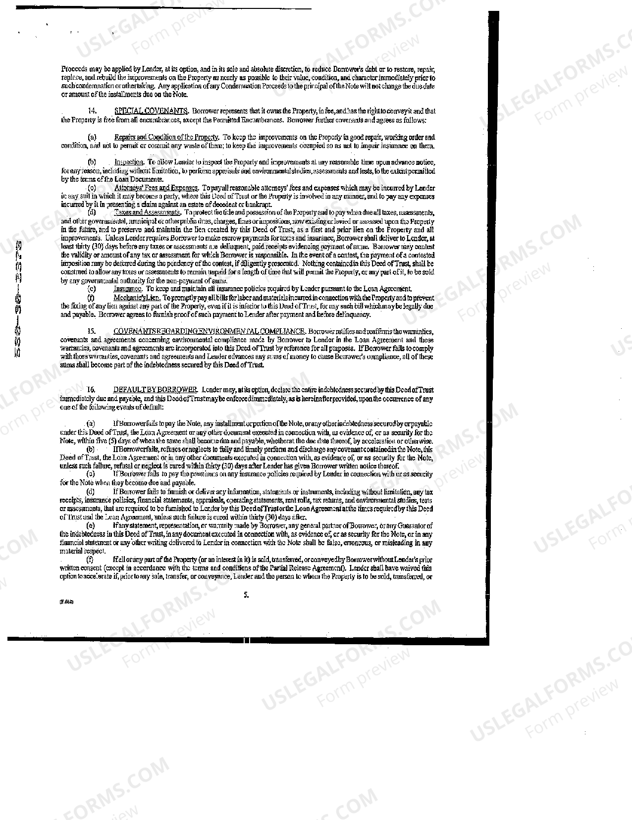 Waco Texas Development Loan Deed of Trust, Security Agreement and