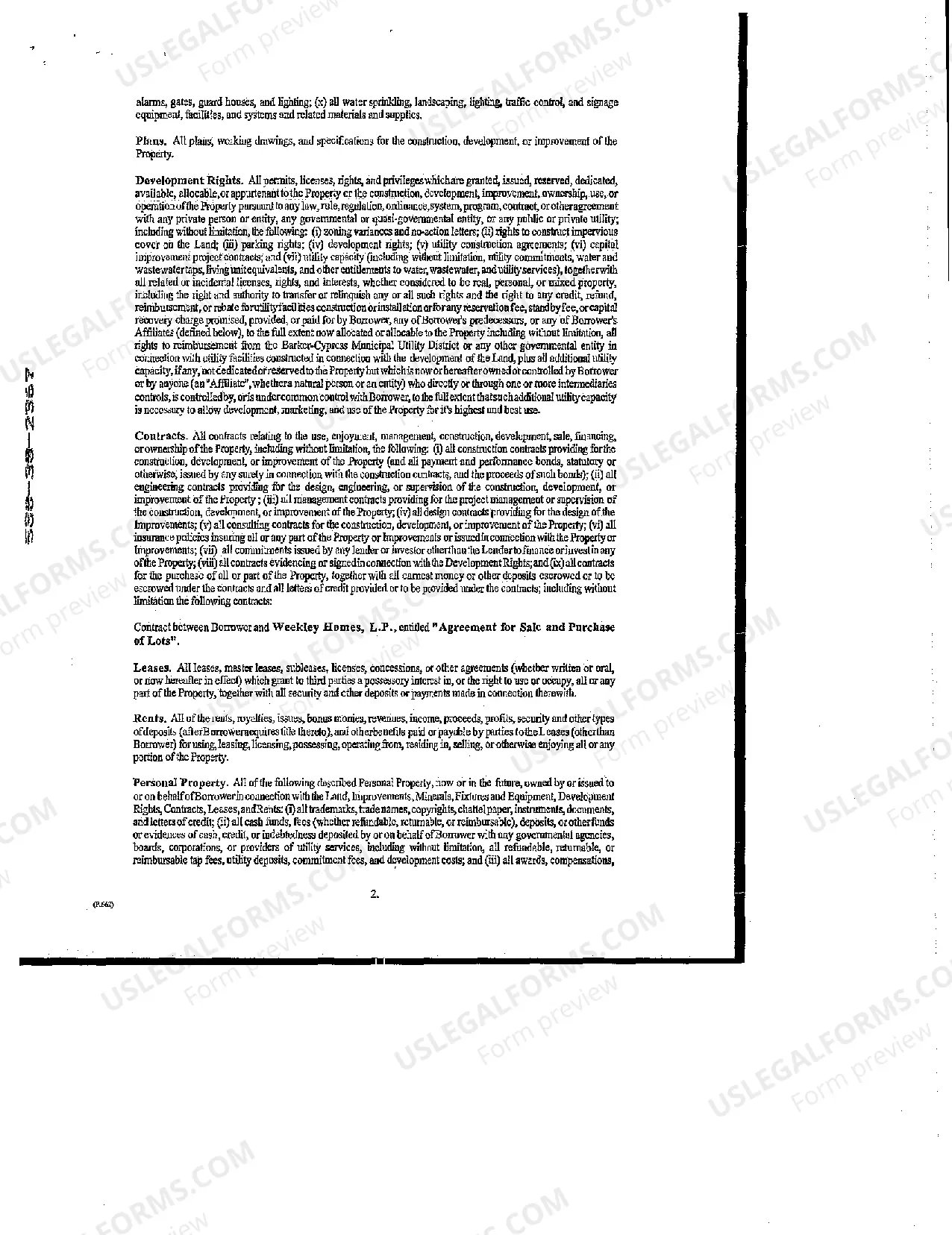 Preview Development Loan Deed of Trust, Security Agreement and Financing Statement