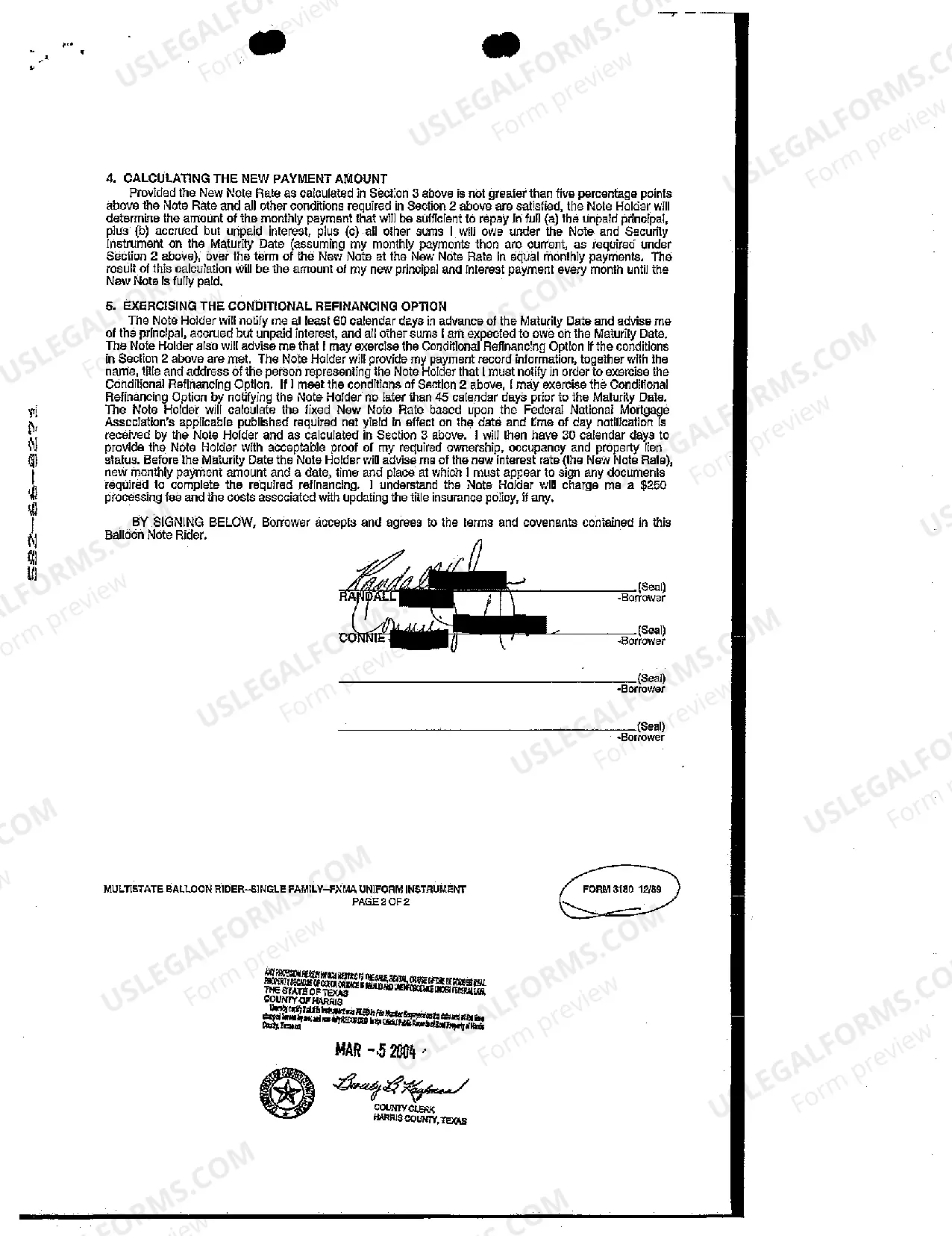 Preview Balloon Rider Mortgage Amendment