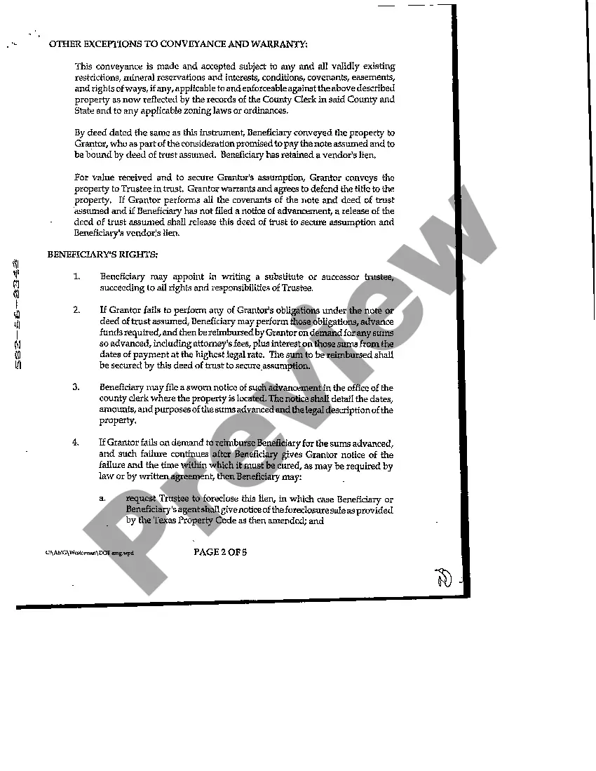 Preview Deed of Trust to Secure Assumption