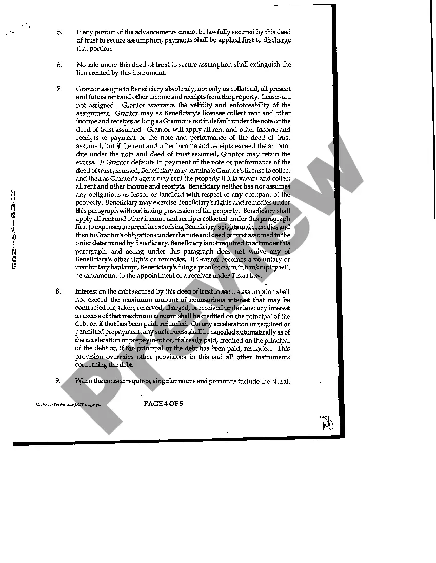 Preview Deed of Trust to Secure Assumption