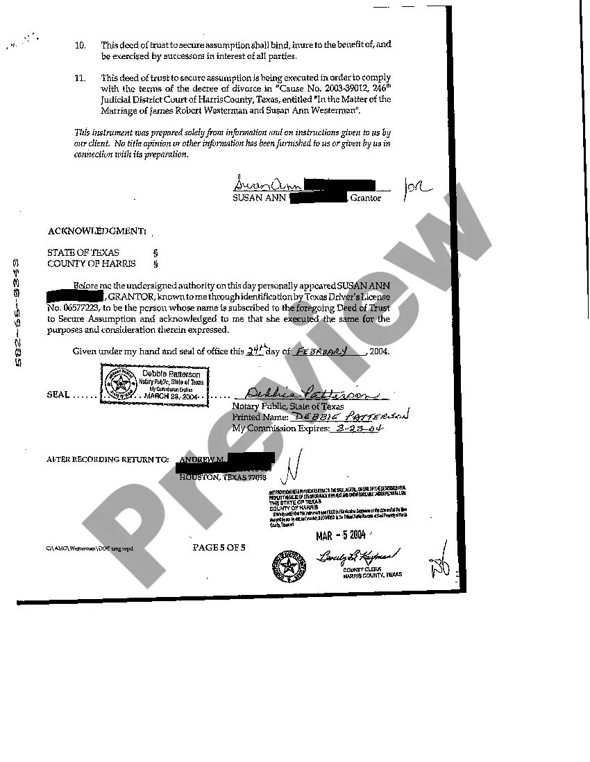 Preview Deed of Trust to Secure Assumption