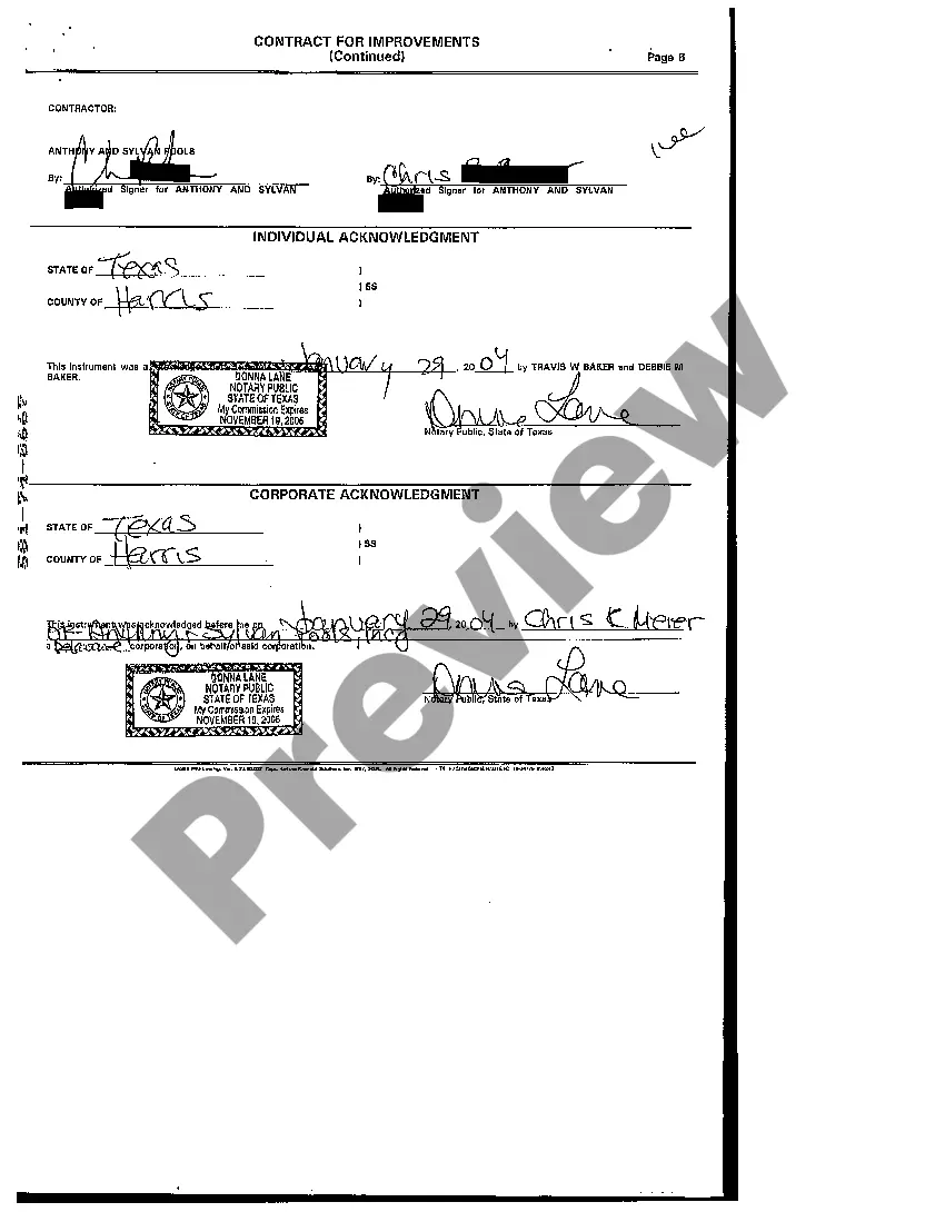 Preview Contact for Improvements with Deed of Trust and Power to Sale