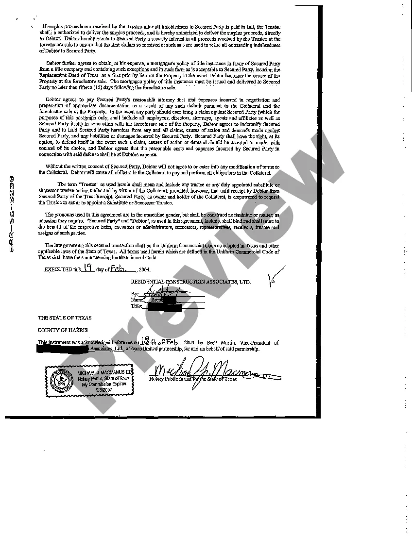 Preview Collateral Assignment of Note and Liens