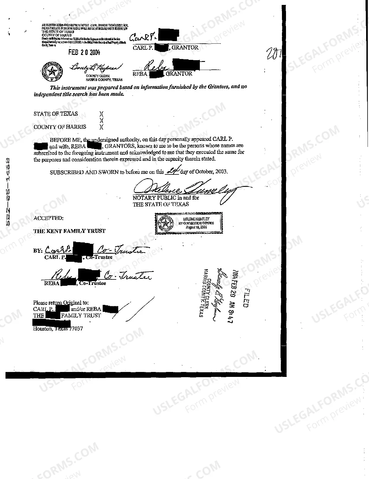 Preview Special Warranty Deed Individuals to Trust