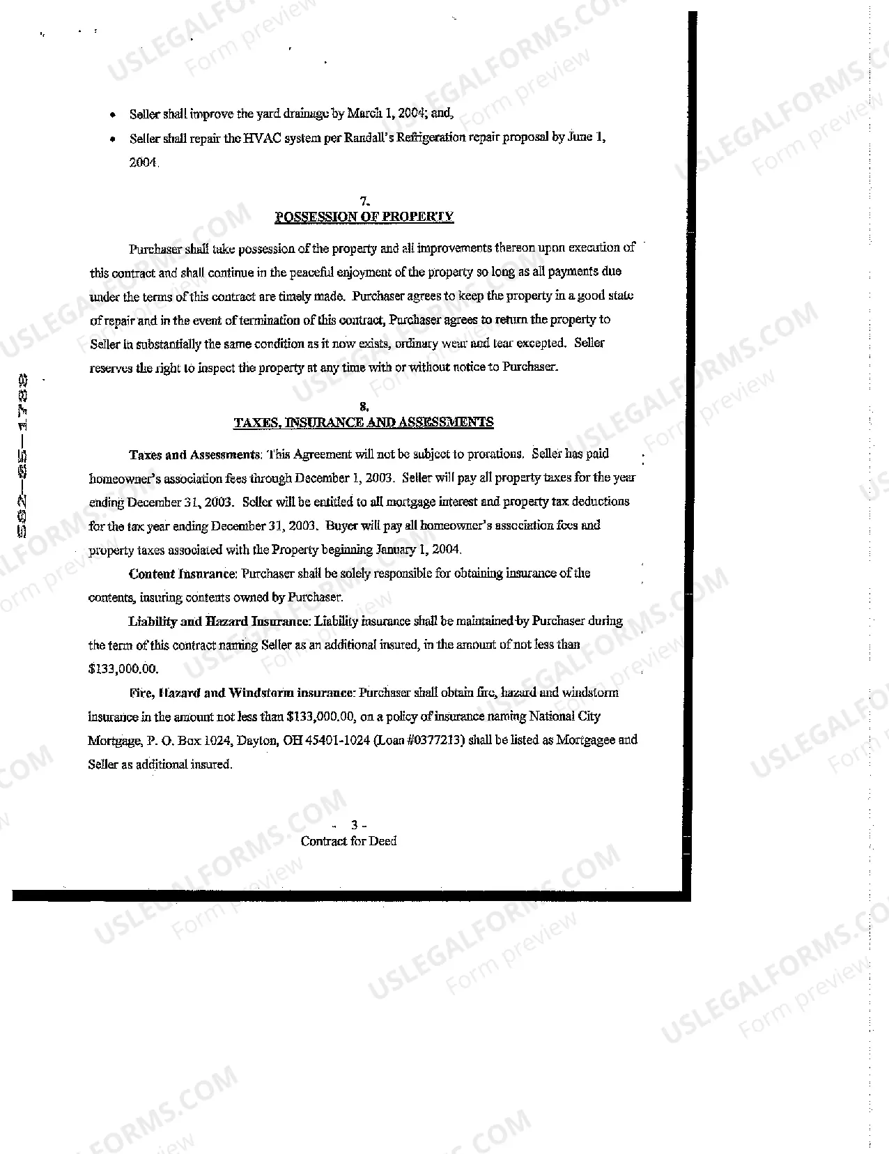 Preview Contract for Deed