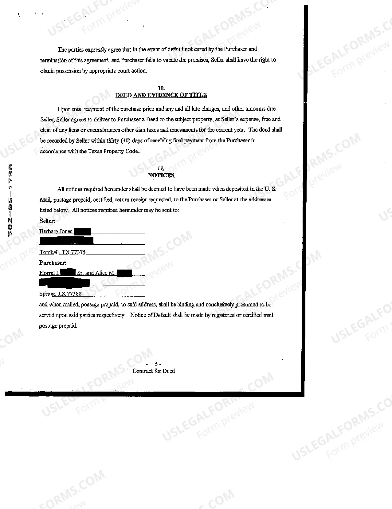 Preview Contract for Deed