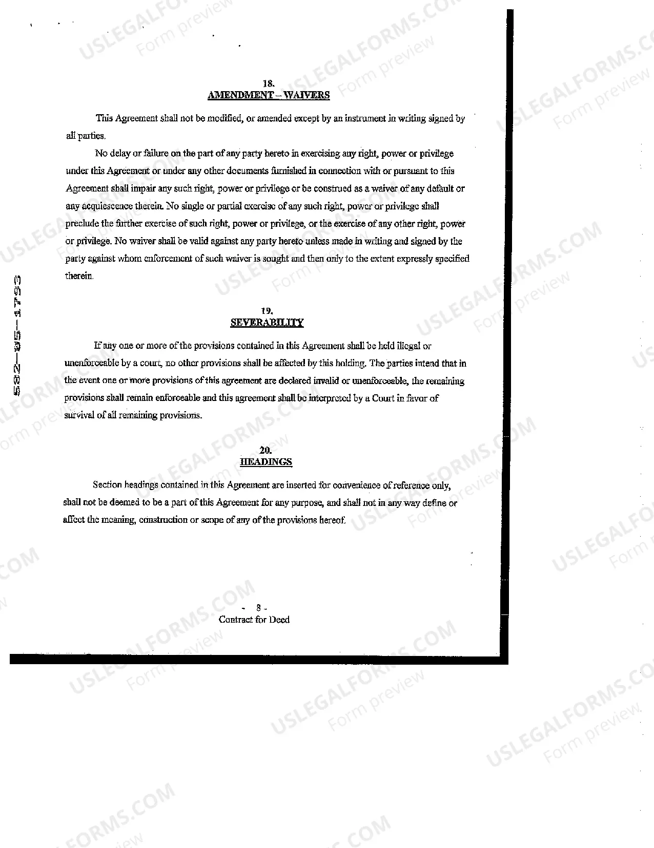 Preview Contract for Deed