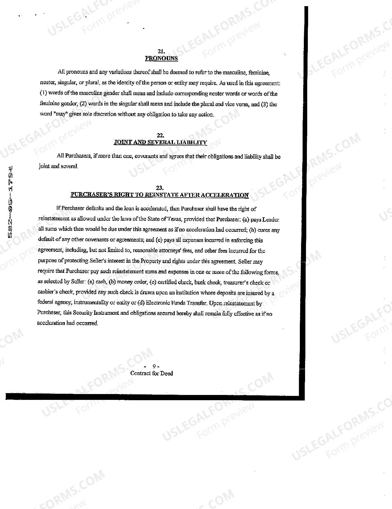 Preview Contract for Deed