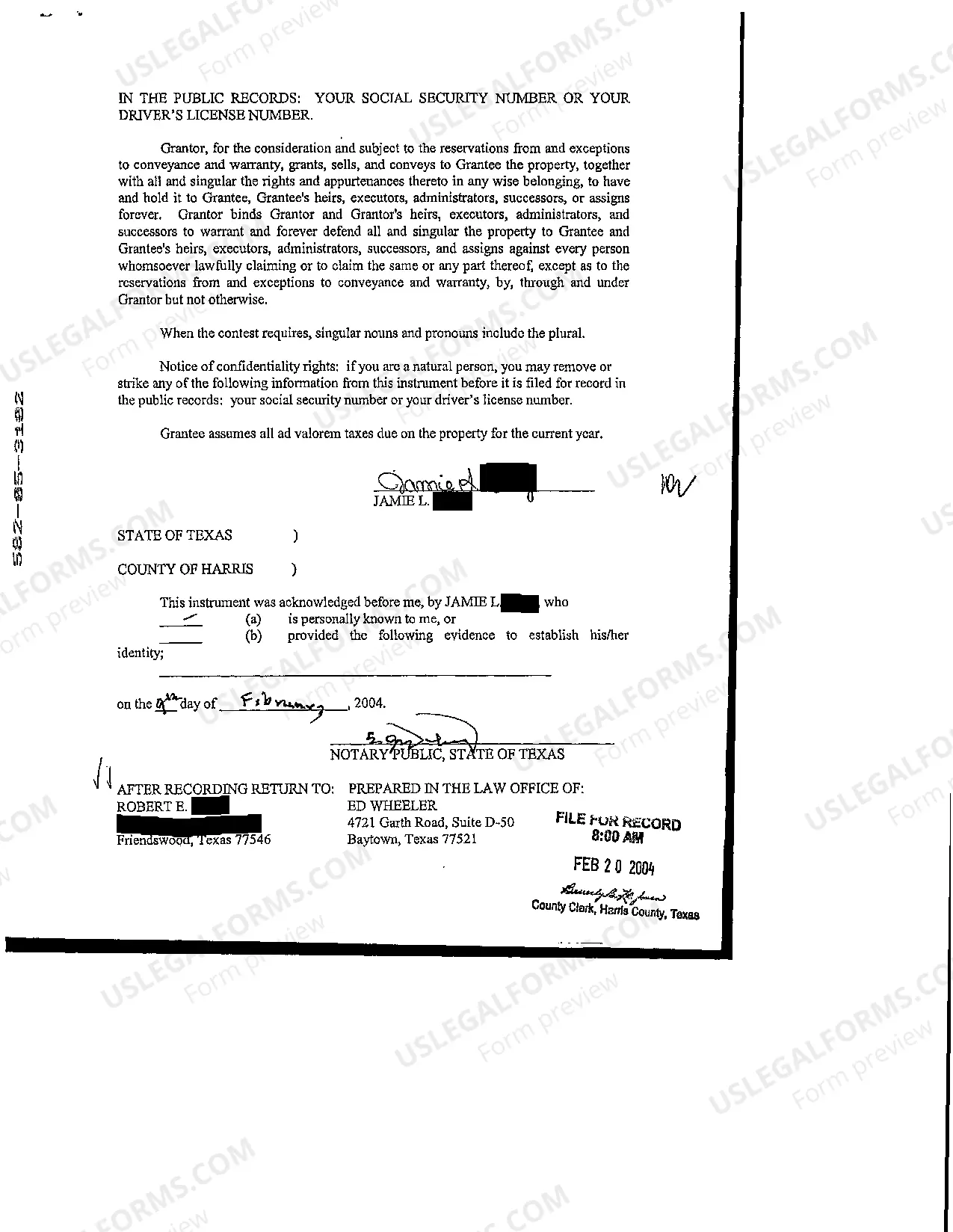 Preview Special Assumption Warranty Deed