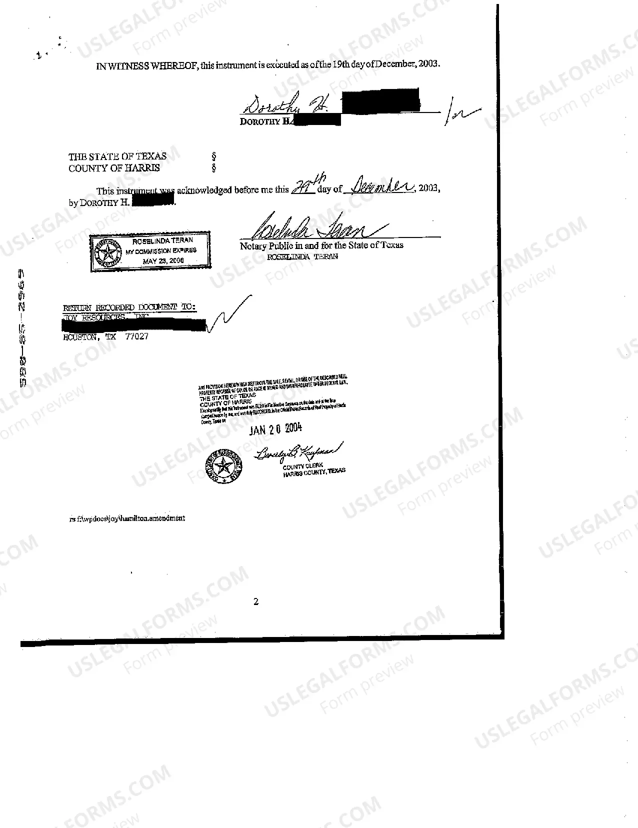 Preview Amendment to Oil, Gas, and Mineral Lease