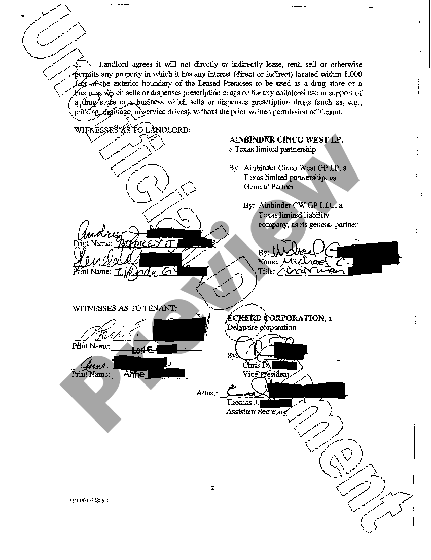 Texas Short Form Lease for Drug Store Short Form Lease US Legal Forms