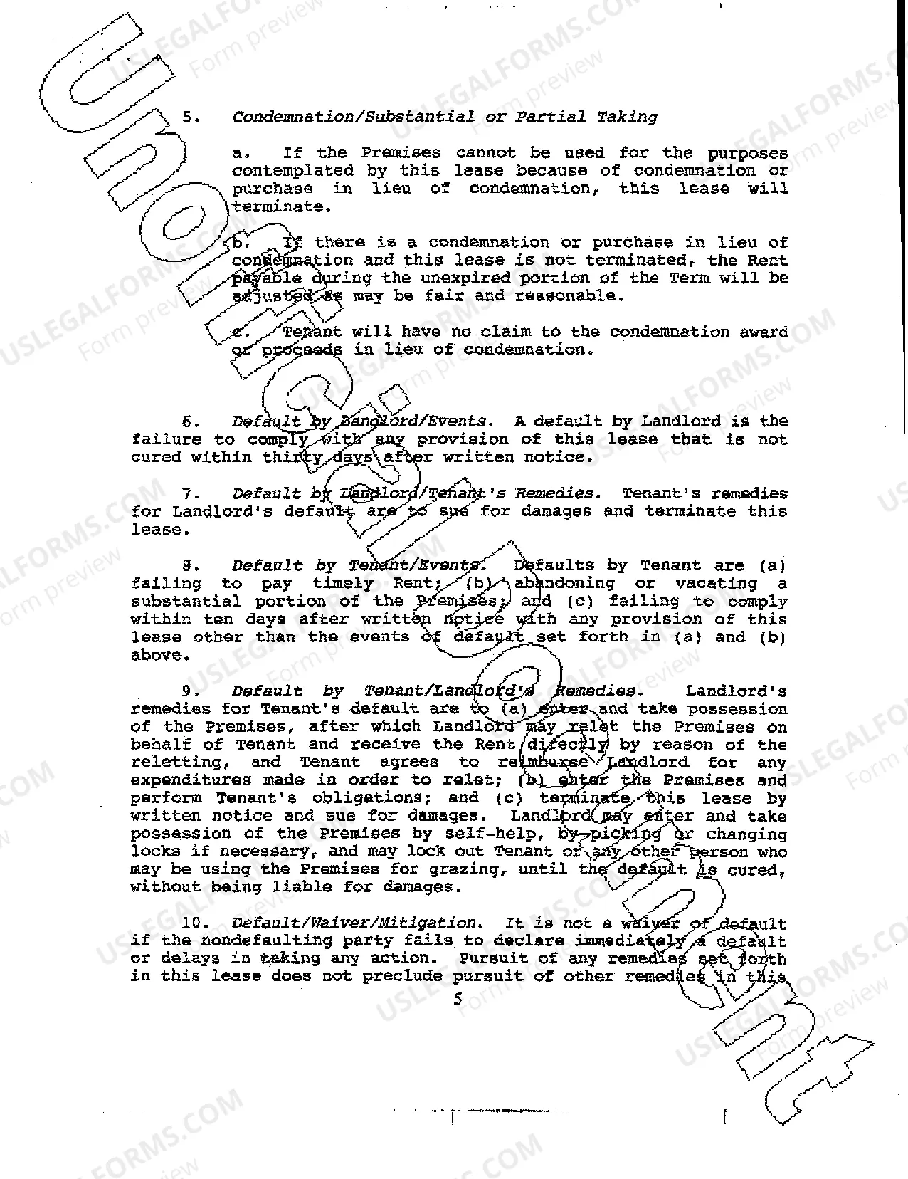 Preview Clauses and Covenants incorporated into Lease Agreement