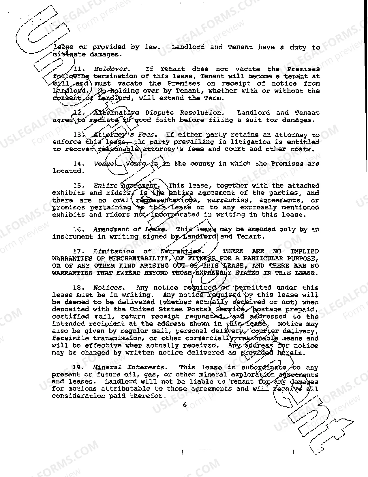 Preview Clauses and Covenants incorporated into Lease Agreement