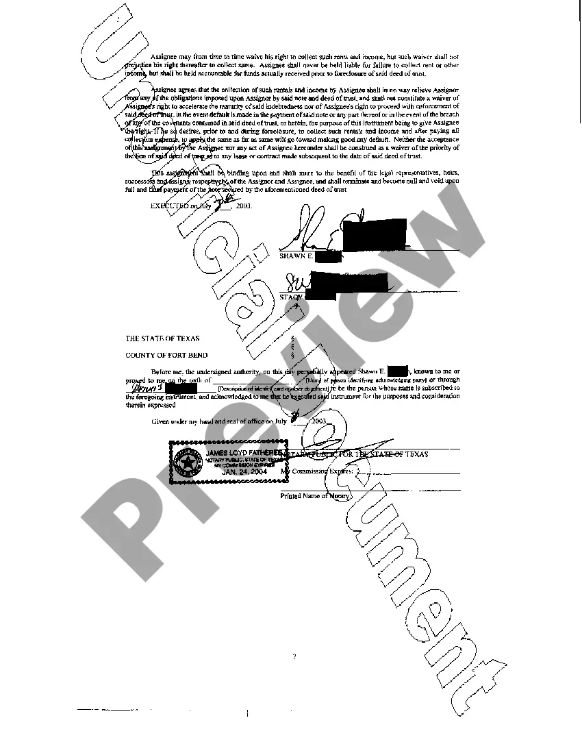 Preview Lease and Rental Assignment and Security Agreement