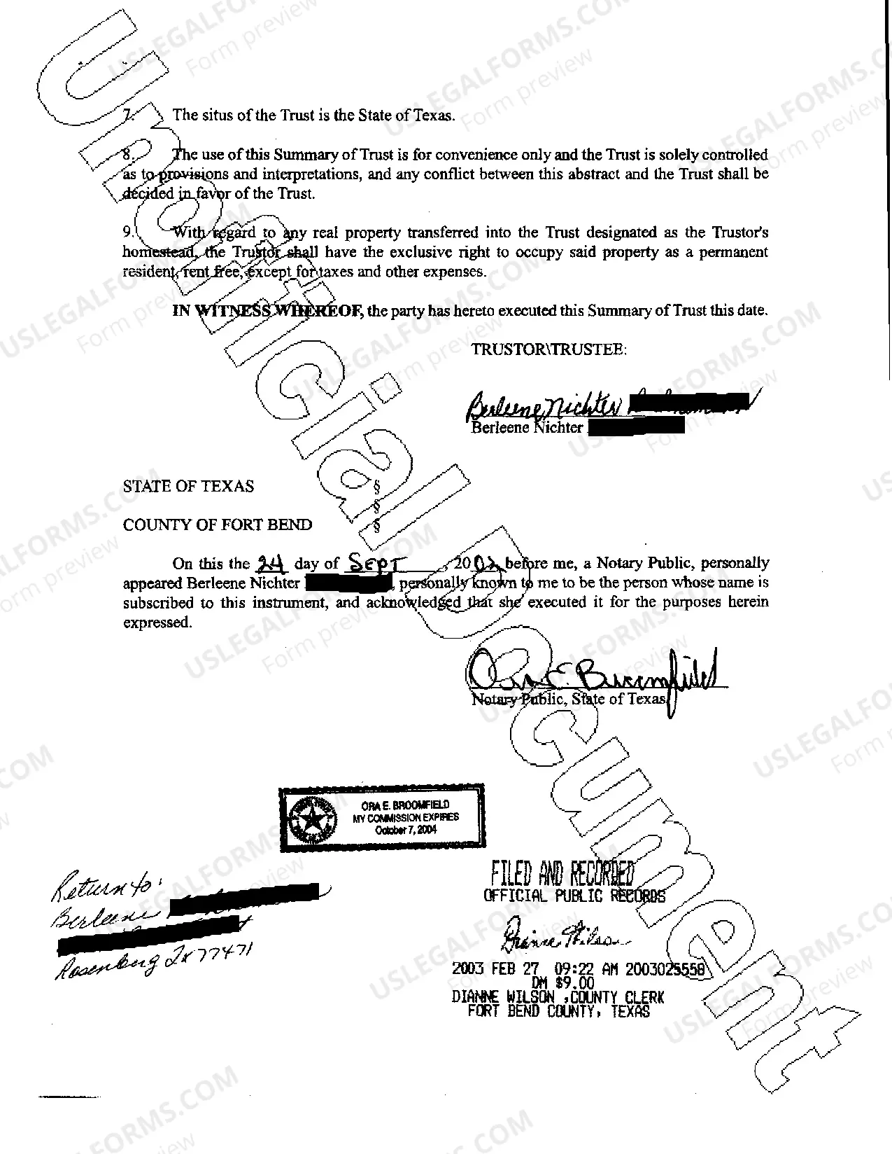 Preview Trust Agreement