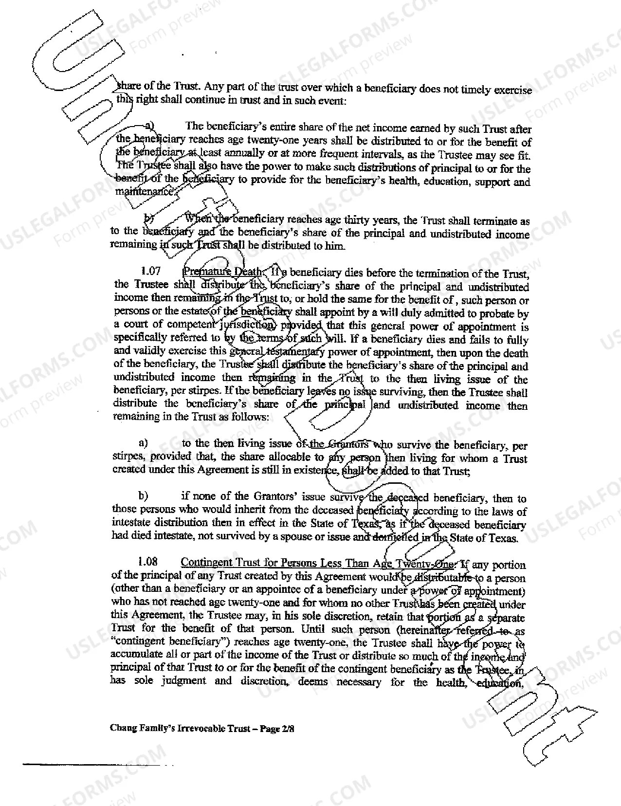 Preview Irrevocable trust Distribution of trust property