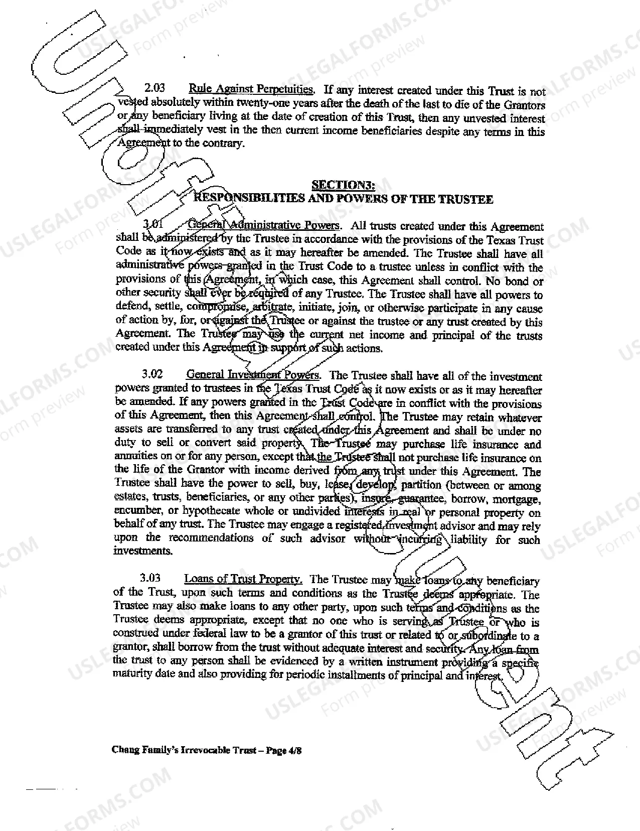 Preview Irrevocable trust Distribution of trust property