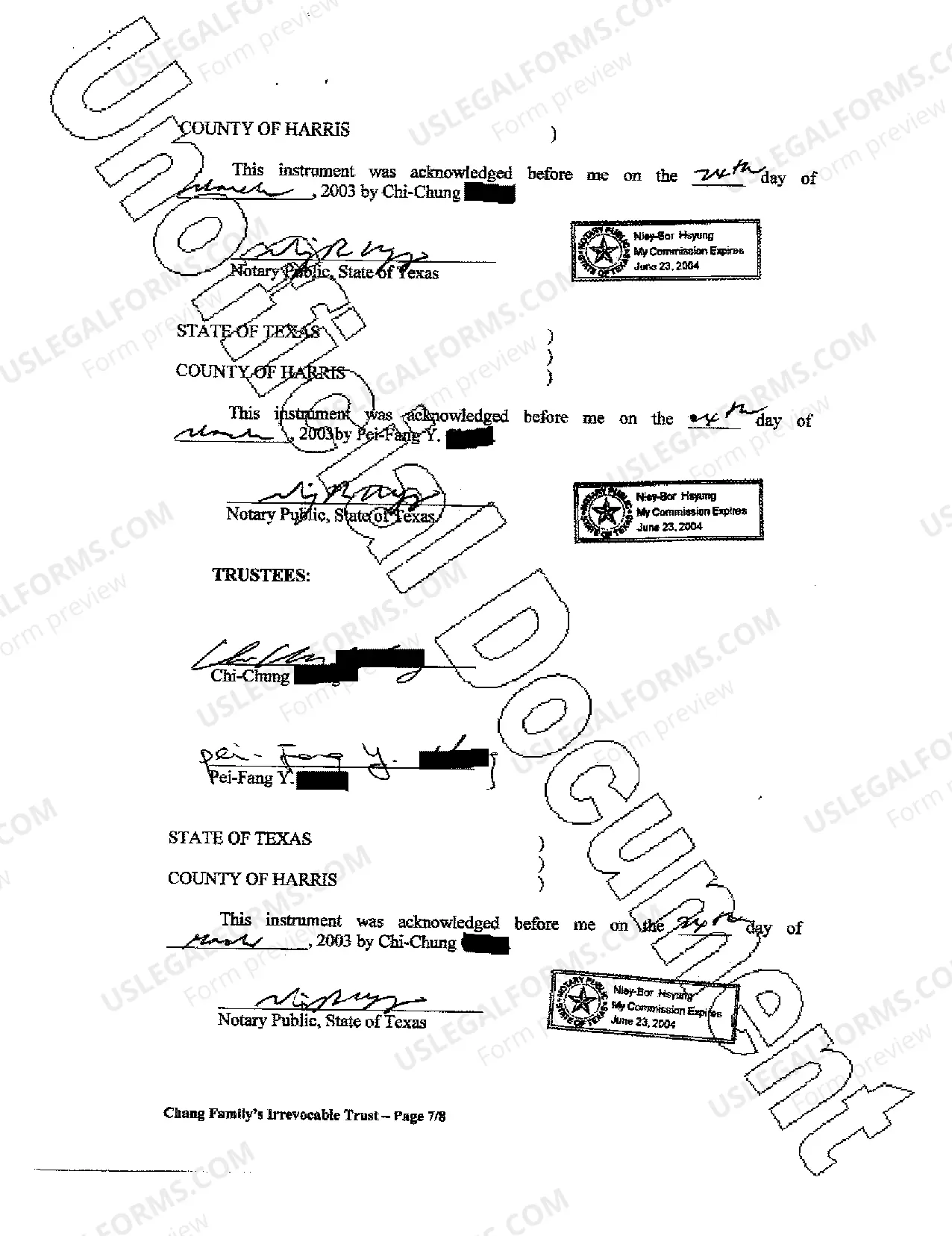 Preview Irrevocable trust Distribution of trust property