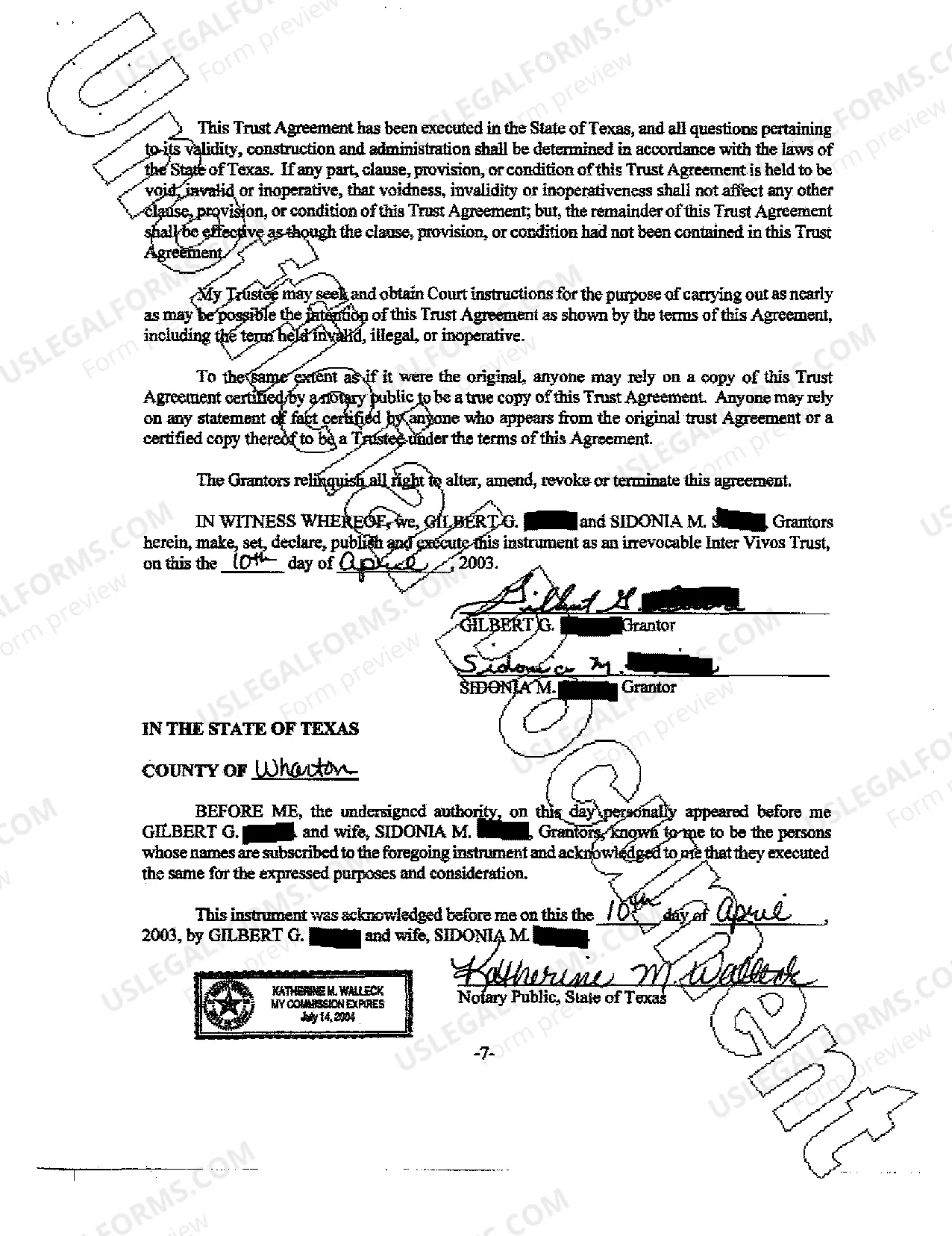 Preview Inter Vivos Trust