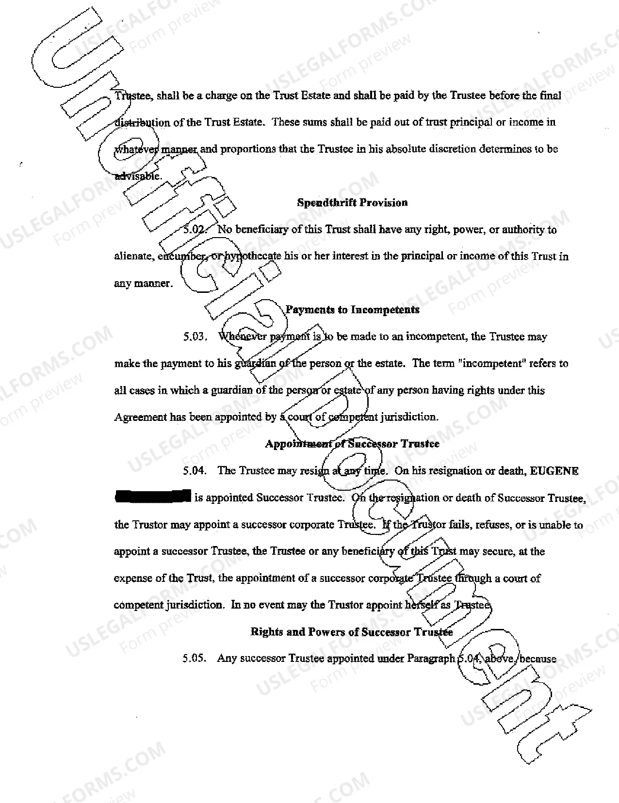 Preview Trust Estate Agreement by Individual Trustor