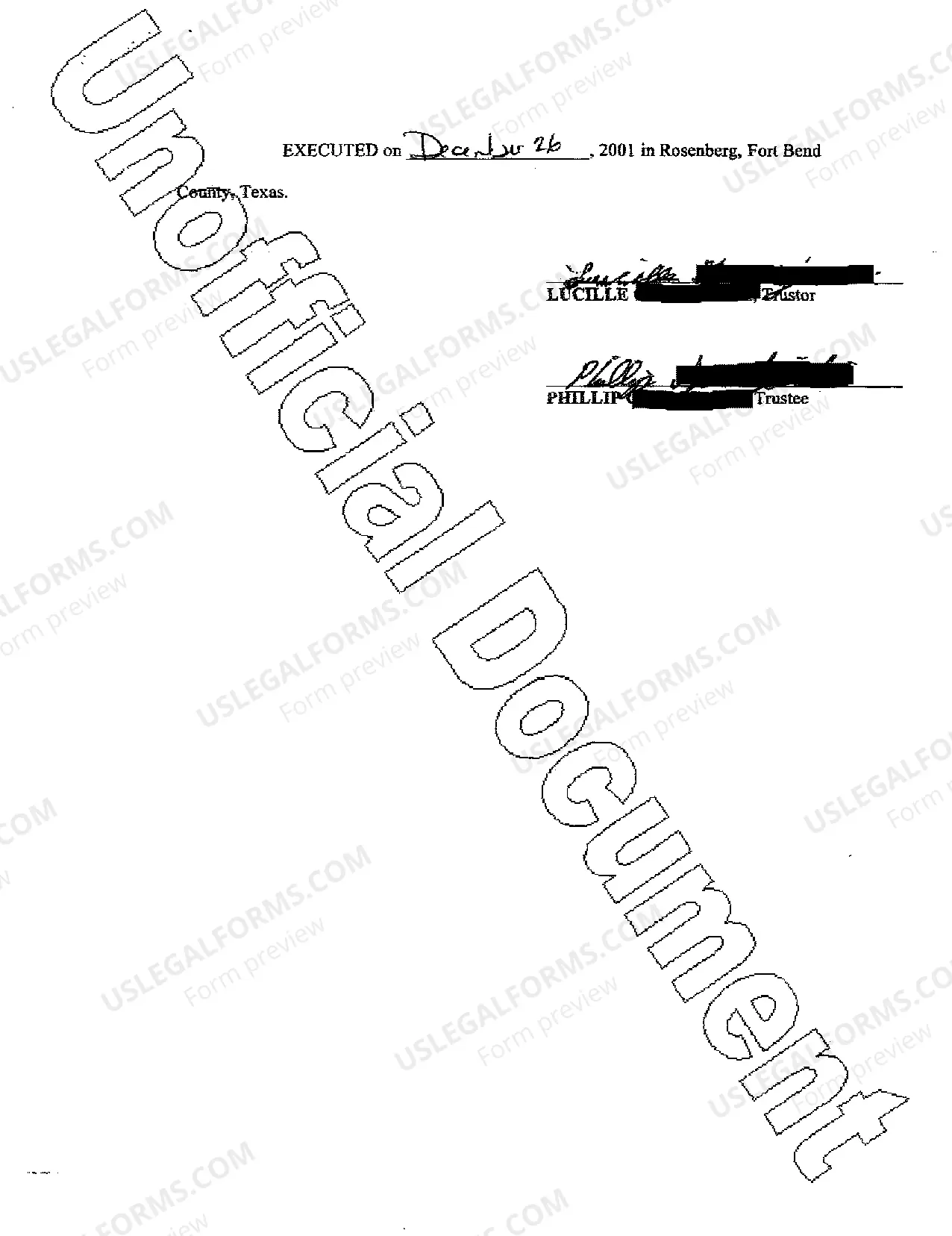 Preview Trust Estate Agreement by Individual Trustor