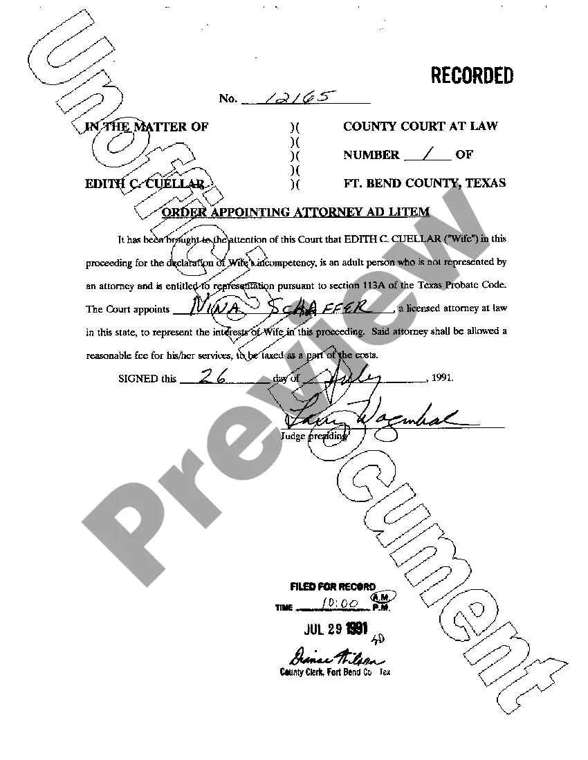 Get A02 Order Appointing Attorney Ad Litem Preview A02 Order Appointing Attorney Ad Litem