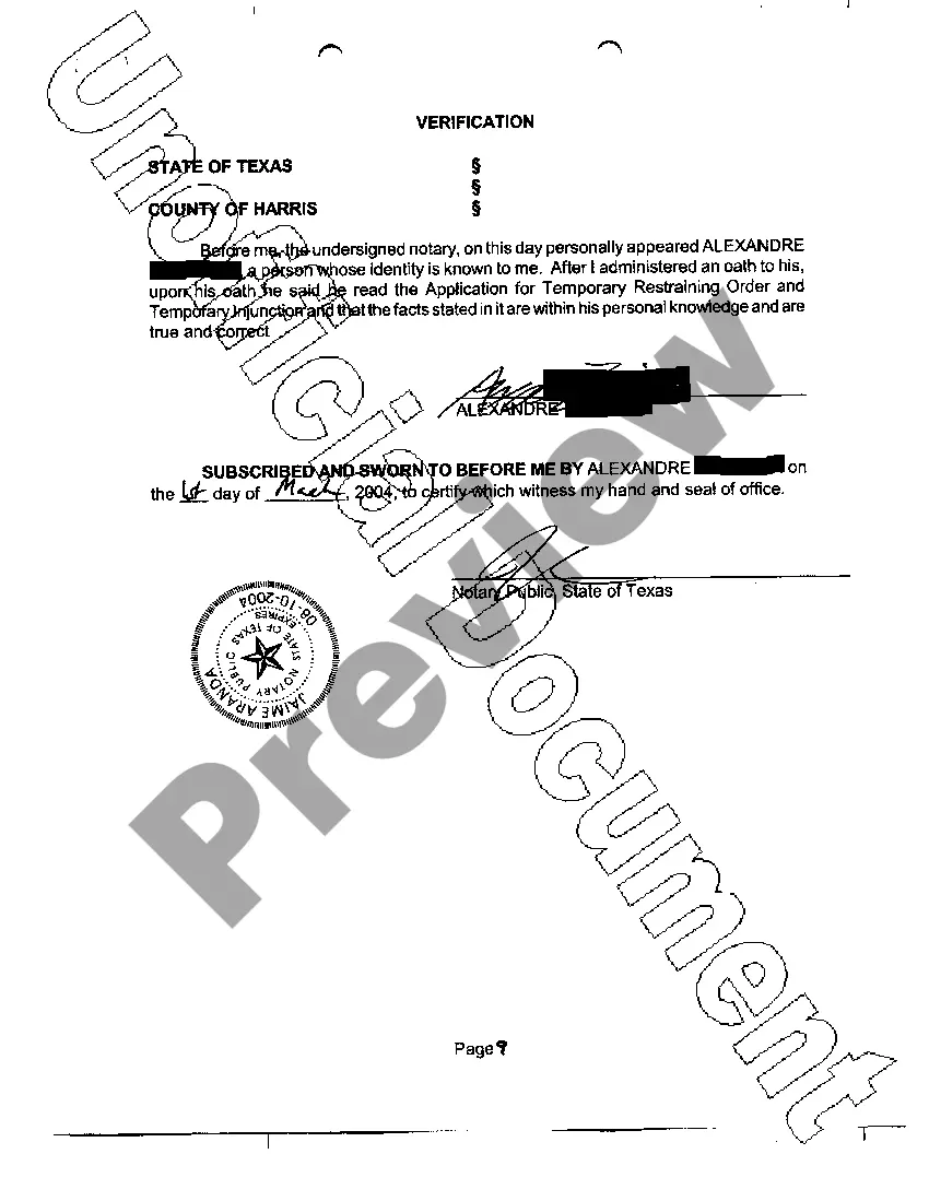 Get A01 Application for Temporary Restraining Order and Temporary Injunction Preview A01 Application for Temporary Restraining Order and Temporary Injunction