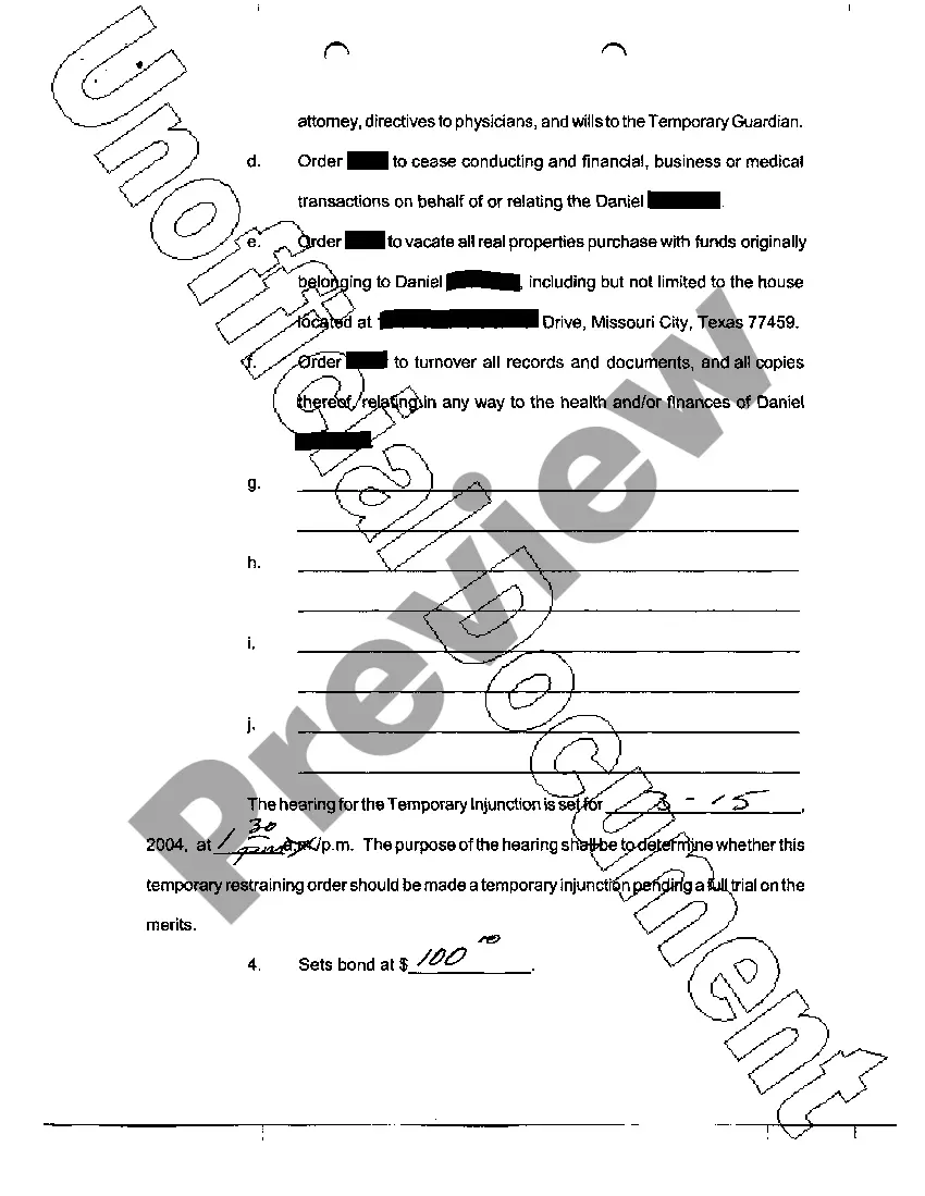 Get A02 Temporary Restraining Order and Order Setting Hearing for Preliminary Injunction Preview A02 Temporary Restraining Order and Order Setting Hearing for Preliminary Injunction