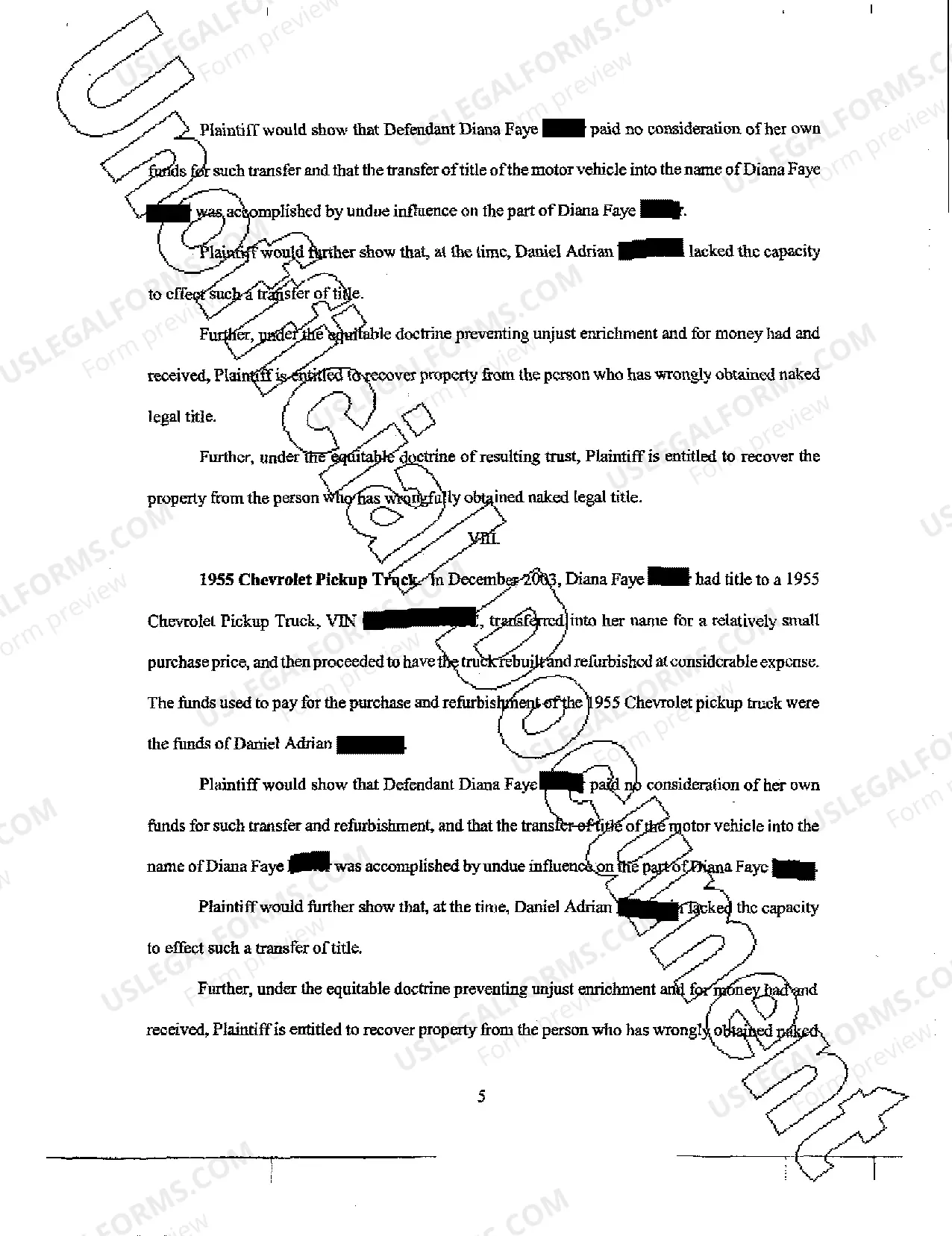 Preview Plaintiff's Original Petition for Disgorgement, Money and Resulting Trust