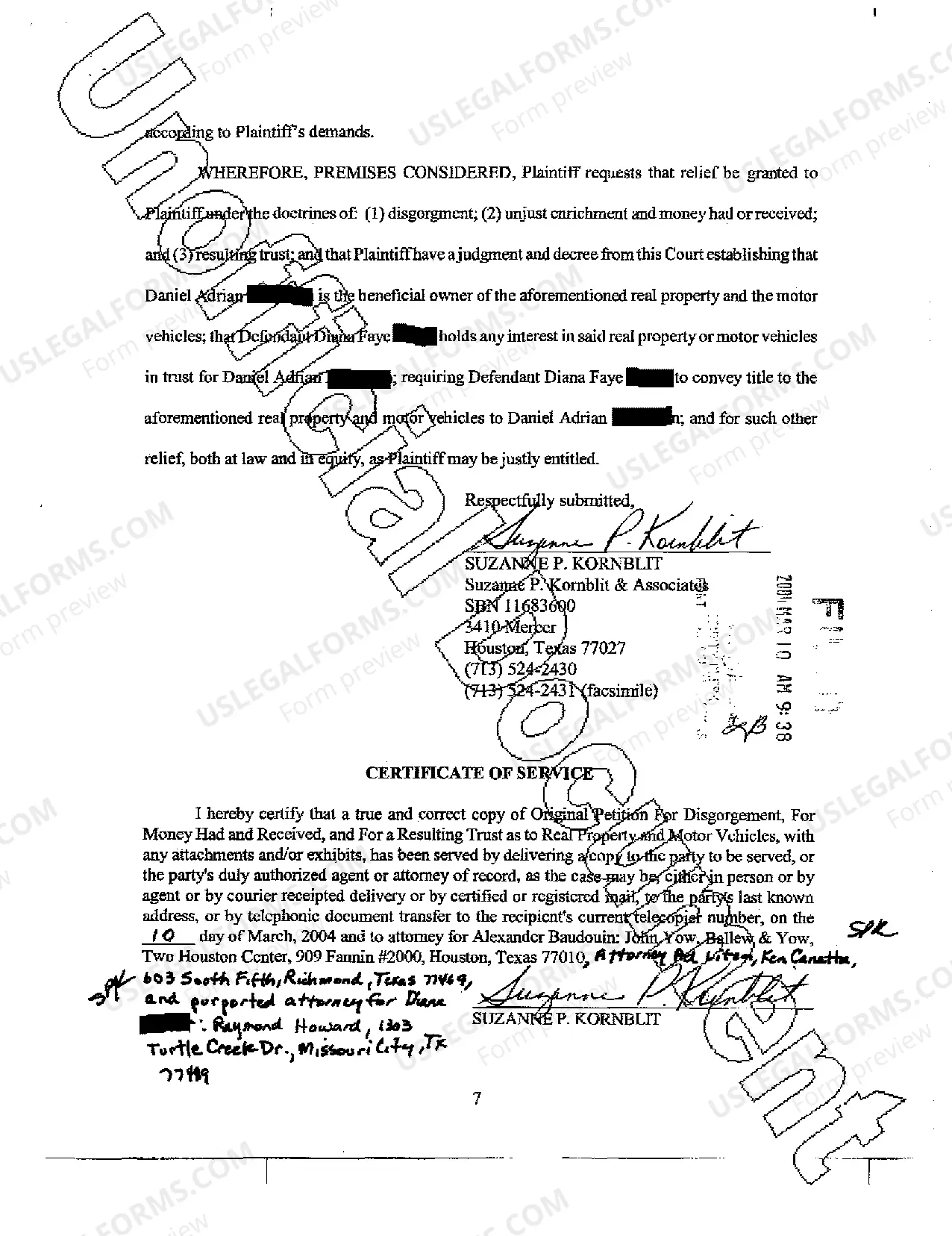 Preview Plaintiff's Original Petition for Disgorgement, Money and Resulting Trust