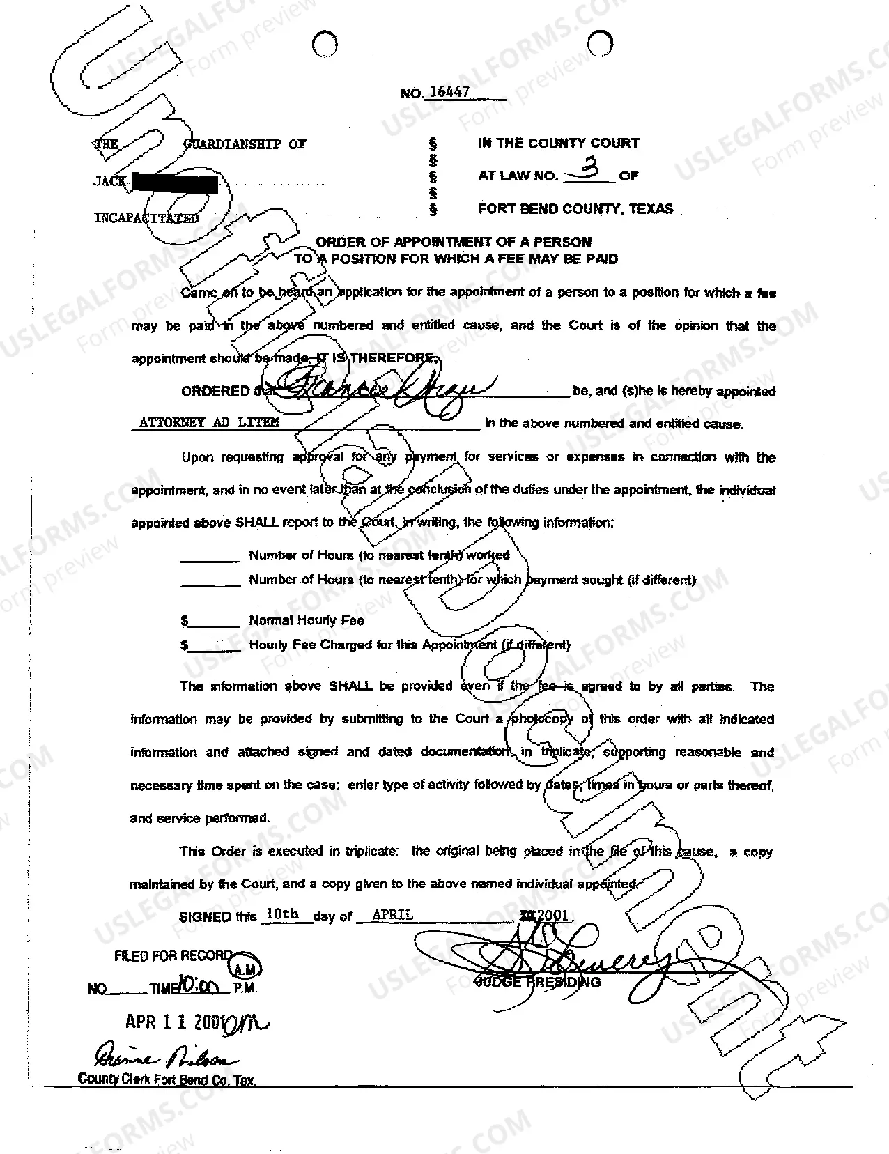 Preview Order Appointing Attorney Ad Litem